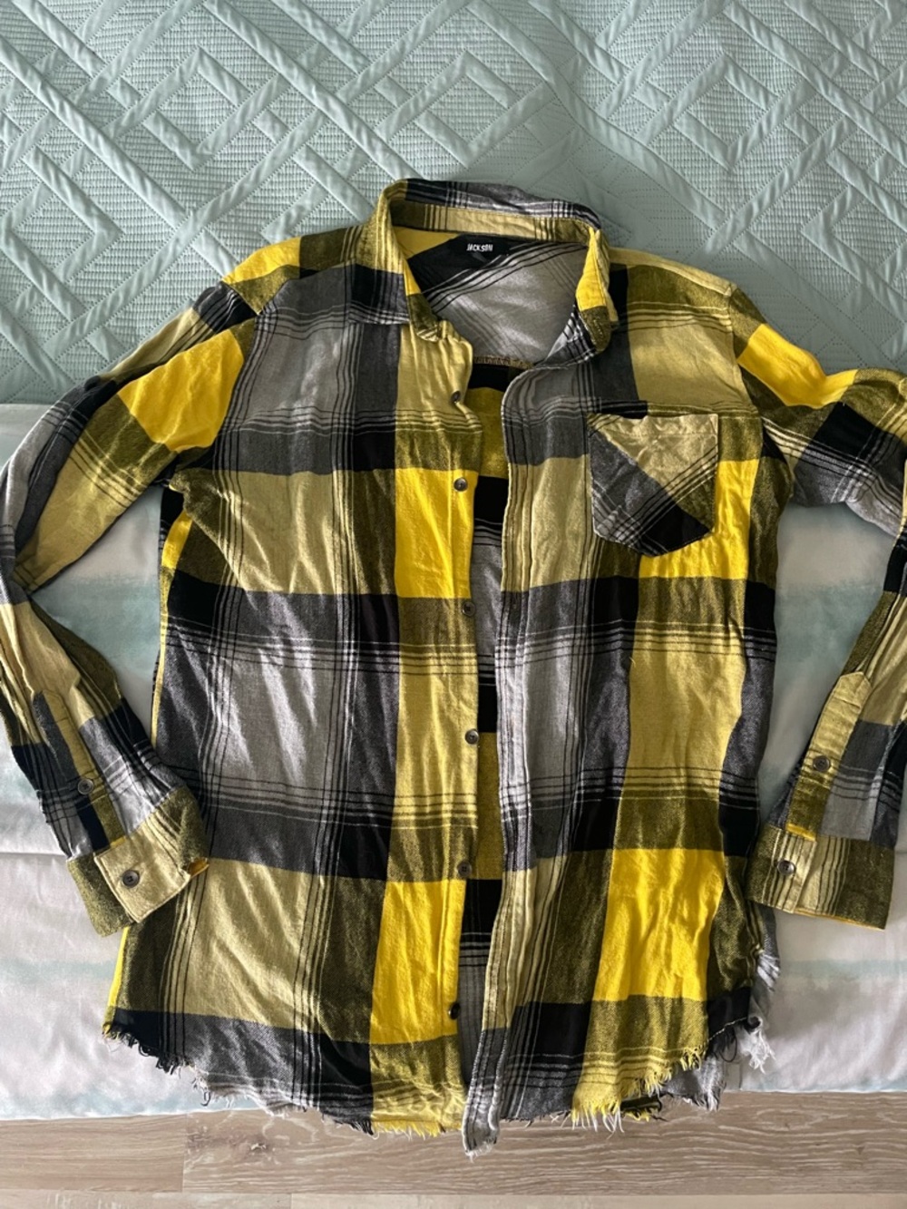 JACKSON Yellow and Black Striped Knit Flannel